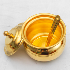Healthsmith Pure Brass Ghee Pot with Spoon – 400ml
