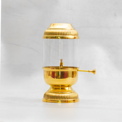 Healthsmith Pure Brass Akhand Jyoti Diya with Glass Cover & Adjustable Bati Knob | Windproof & Long-Lasting Diya | Akhand Deepak for Festivals, Daily Prayer & Home Décor