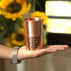 Pure Copper Vintage Hammered Glass - Lacquered for Shine & Protection - Traditional Look