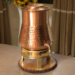 Pure Copper Pear Water Dispenser | Leak Proof Water Dispenser with Tap | Hammered Finish
