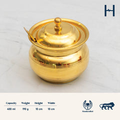 Healthsmith Pure Brass Ghee Pot with Spoon – 400ml