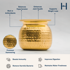 Pure Brass Cashew Lota with Hammered Finish – Lacquer Coated for Long Life