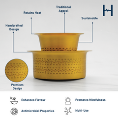 Pure Brass Dabara Set for Filter Coffee – Traditional South Indian Brass Tumbler & Wati, Handcrafted Pital Designer Coffee Cup Set, 150ml