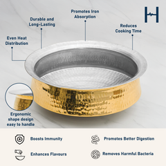 Pure Brass Lagan for Cooking – Tin Coated (Kalai) – Handcrafted Hammered & Traditional Design