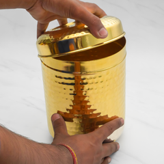 Brass Dabba for Storage | Pure Brass Jar/Container | Multipurpose Dabba (Large)