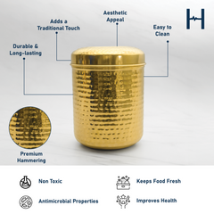 Brass Dabba for Storage | Pure Brass Jar/Container | Multipurpose Dabba (Large)