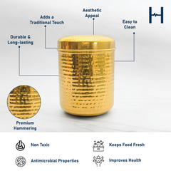 Brass Dabba for Storage | Pure Brass Jar/Container | Multipurpose Dabba (Medium)