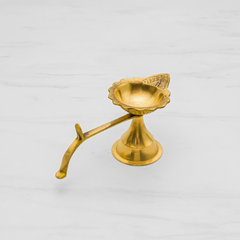 Pure Brass Pooja Thali Set of 10 | Set of 1 Thali, 1 Ghanti, 1 Pooja Aarti, 1 Pali, 2 Wati, 1 Kalash, 1 Chaumukha, 1 Incense Burner, and 1 Kapoor Aarti