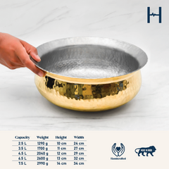 Pure Brass Round Lagan for Cooking - Excellent Heat Conductivity - Strong and Durable