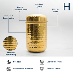 Brass Dabba for Storage | Pure Brass Jar/Container | Multipurpose Dabba (Small)