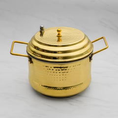 Pure Brass Idli Cooker Hammered Finish with Whistle Indicator & Brass Lid | Traditional 4 Plate 16 Idlis Steamer | Durable & Hygienic Brass Idly Maker