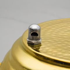 Pure Brass Idli Cooker Hammered Finish with Whistle Indicator & Brass Lid | Traditional 4 Plate 16 Idlis Steamer | Durable & Hygienic Brass Idly Maker