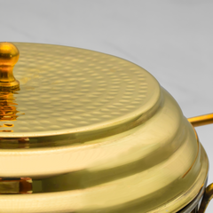 Pure Brass Idli Cooker Hammered Finish with Whistle Indicator & Brass Lid | Traditional 4 Plate 16 Idlis Steamer | Durable & Hygienic Brass Idly Maker