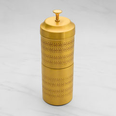 Pure Brass Filter Coffee Maker, South Indian Filter Coffee Maker, Coffee Decoction Maker, Coffee Brewer - Traditionally Handcrafted Kumbakonam Style