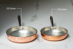 Pure Copper Saute Pan with Heat Resistant Handle for Cooking – Tin Coated (Kalai) – Handcrafted Hammered & Traditional Design