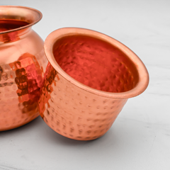 Pure Copper Cashew Lota & Tumbler with Hammered Finish – Lacquer Coated for Long Life