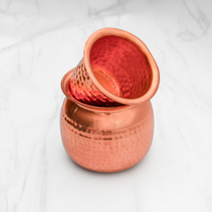 Pure Copper Cashew Lota & Tumbler with Hammered Finish – Lacquer Coated for Long Life