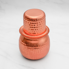 Pure Copper Cashew Lota & Tumbler with Hammered Finish – Lacquer Coated for Long Life