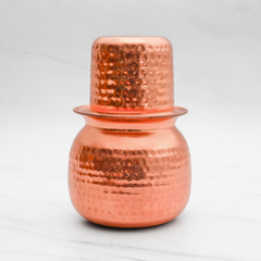 Pure Copper Cashew Lota & Tumbler with Hammered Finish – Lacquer Coated for Long Life
