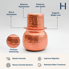 Pure Copper Cashew Lota & Tumbler with Hammered Finish – Lacquer Coated for Long Life