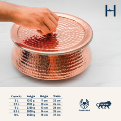 Pure Copper Lagan for Cooking – Tin Coated (Kalai) – Handcrafted Hammered & Traditional Design
