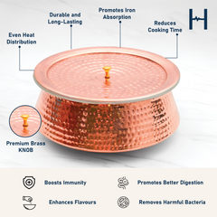 Pure Copper Lagan for Cooking – Tin Coated (Kalai) – Handcrafted Hammered & Traditional Design