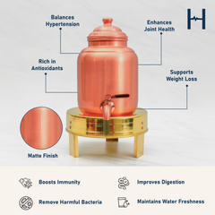 Pure Copper Pineapple Water Dispenser | Leak Proof Water Dispenser with Tap | Matte Finish