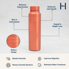 Pure Copper Water Bottle | Leak Proof Water Bottle, Robust Bottle | 1 Litre