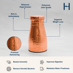 Healthsmith Pure Copper Aloevera Pot – Hammered Shine Finish, Drinkware and Storage Purpose Volume 1000ml