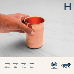 Pure Copper Silver Touch Water Glass with Luxury Design, Drinking Serving Water, Yoga Ayurveda | Handcrafted Lined Hammering Glass