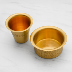 Pure Brass Dabara Set for Filter Coffee – Traditional South Indian Brass Tumbler & Wati, Handcrafted Pital Designer Coffee Cup Set, 150ml