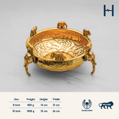 Pure Brass Elephant Urli -  Vintage Decorative Bowl for Home Decor