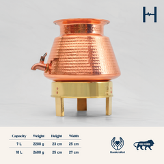 Pure Copper Jalsagar Pot Water Dispenser with Brass Stand