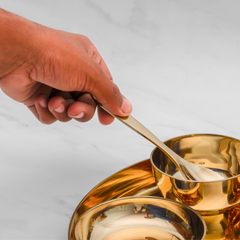 Kansa Thali Dinner Set | 6 Piece Kansa Thali Set, 1 Plate (Thali), 2 Bowls, 1 Sweet Dish, 1 Glass, 1 Spoon | 12 Inches Thali