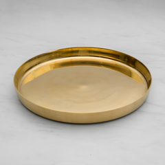 Kansa Thali Dinner Set | 6 Piece Kansa Thali Set, 1 Plate (Thali), 2 Bowls, 1 Sweet Dish, 1 Glass, 1 Spoon | 12 Inches Thali