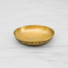 Kansa Antique Thali Dinner Set | 6 Piece Kansa Thali Set, 1 Plate (Thali), 2 Bowls, 1 Sweet Dish, 1 Glass, 1 Spoon | 12 Inches Thali