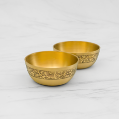 Kansa Antique Thali Dinner Set | 6 Piece Kansa Thali Set, 1 Plate (Thali), 2 Bowls, 1 Sweet Dish, 1 Glass, 1 Spoon | 12 Inches Thali