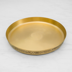 Kansa Antique Thali Dinner Set | 6 Piece Kansa Thali Set, 1 Plate (Thali), 2 Bowls, 1 Sweet Dish, 1 Glass, 1 Spoon | 12 Inches Thali