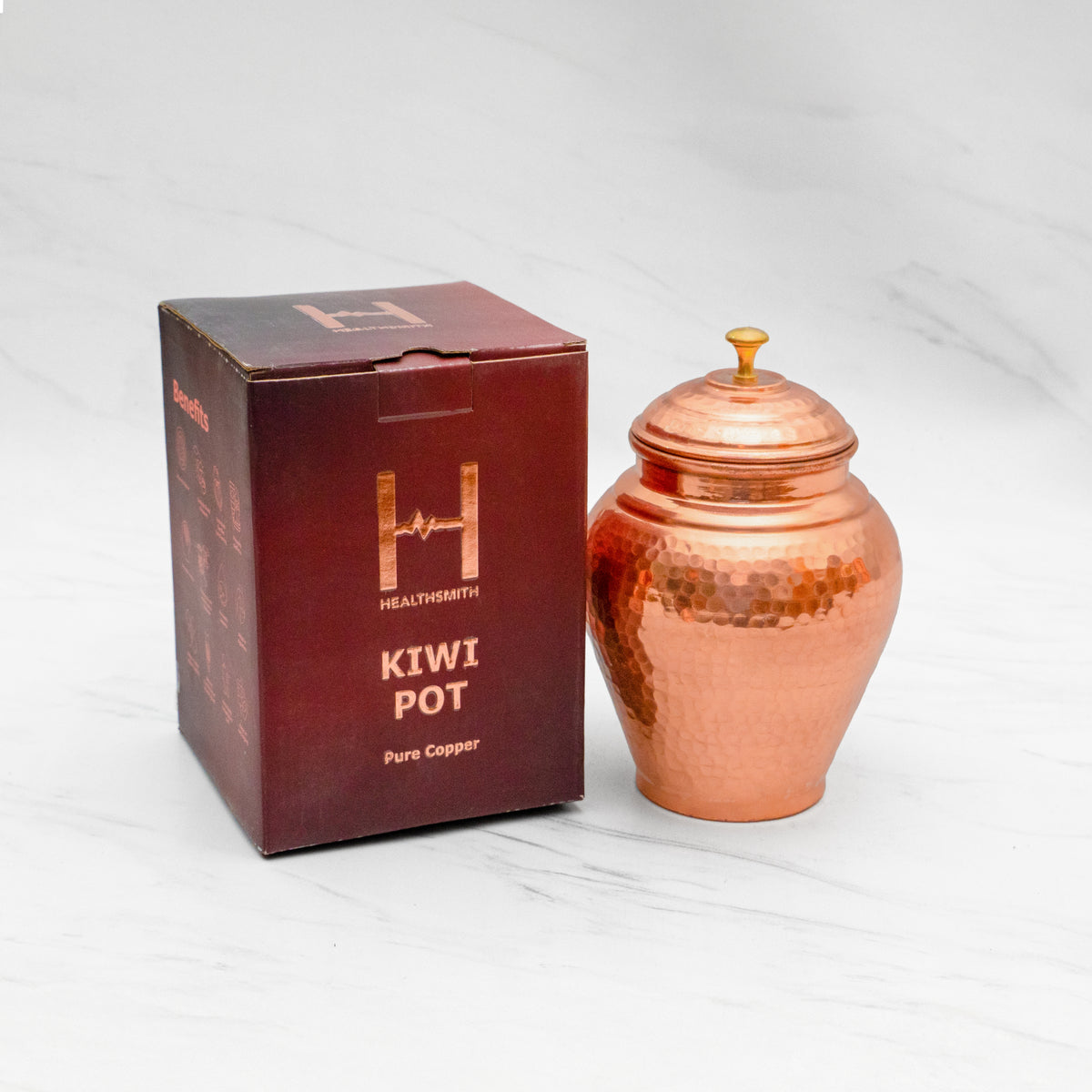 Pure Copper Kiwi Jar Vintage | Copper Pot for Water, Chocolates, Dry Fruits | Vintage - Hammered