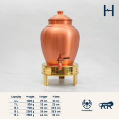 Pure Copper Kiwi Water Dispenser | Leak Proof Water Dispenser with Tap | Matte Finish
