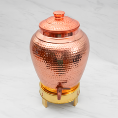 Pure Copper Kiwi Water Dispenser | Leak Proof Water Dispenser with Tap | Hammered Finish