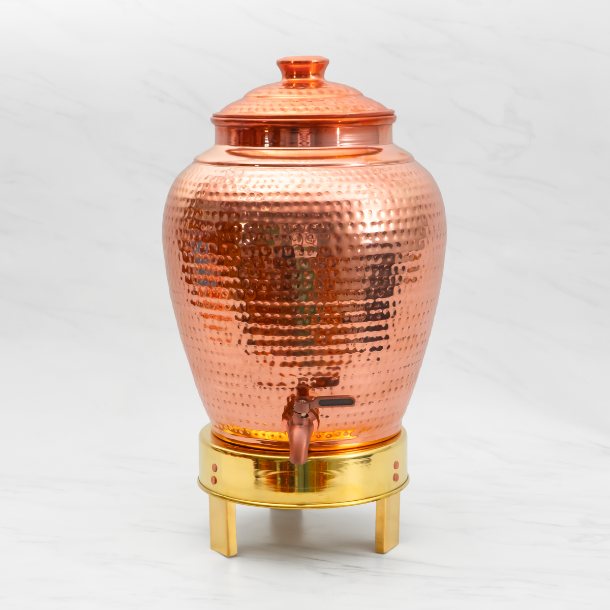 Pure Copper Kiwi Water Dispenser | Leak Proof Water Dispenser with Tap | Hammered Finish
