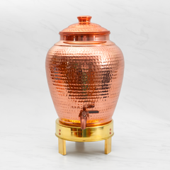 Pure Copper Kiwi Water Dispenser | Leak Proof Water Dispenser with Tap | Hammered Finish