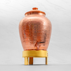 Pure Copper Kiwi Water Dispenser | Leak Proof Water Dispenser with Tap | Hammered Finish