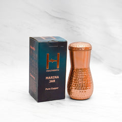 Pure Copper Marina Jar Classic for Water | Copper Utensil for Water, Chocolates & Dry Fruits | 1.2 litres, 22.5 cm x 11 cm