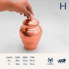 Pure Copper Kiwi Jar Vintage | Copper Pot for Water, Chocolates, Dry Fruits | Vintage - Hammered