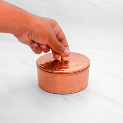 Pure Copper Multipurpose Box | Copper Utensils for Kitchen | Hammered Finish | 450ml