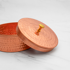 Pure Copper Multipurpose Box | Copper Utensils for Kitchen | Hammered Finish | 450ml