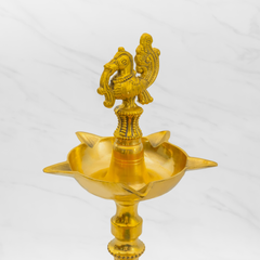 Brass Peacock Samai for Pooja | Handcrafted Pure Brass Latern, Diya for Puja