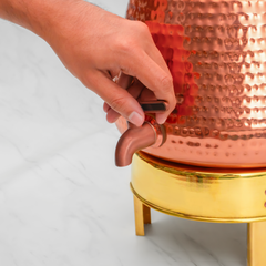 Pure Copper Pear Water Dispenser | Leak Proof Water Dispenser with Tap | Hammered Finish
